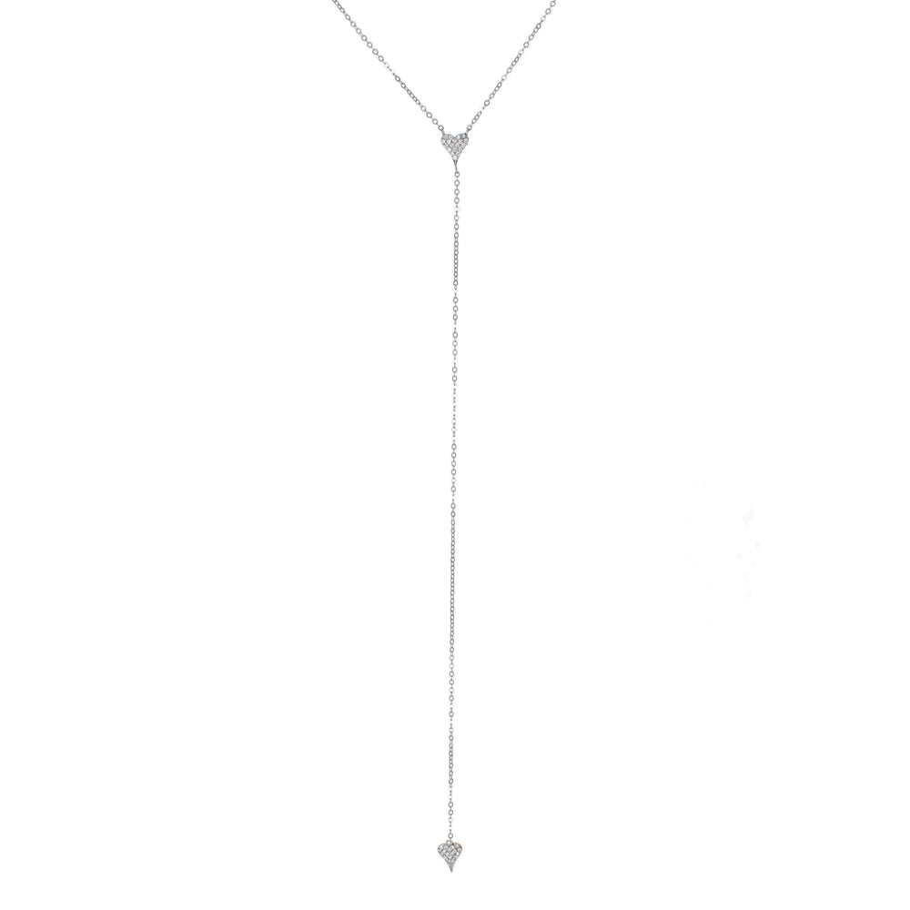 BABY PAVE HEART LARIAT NECKLACE