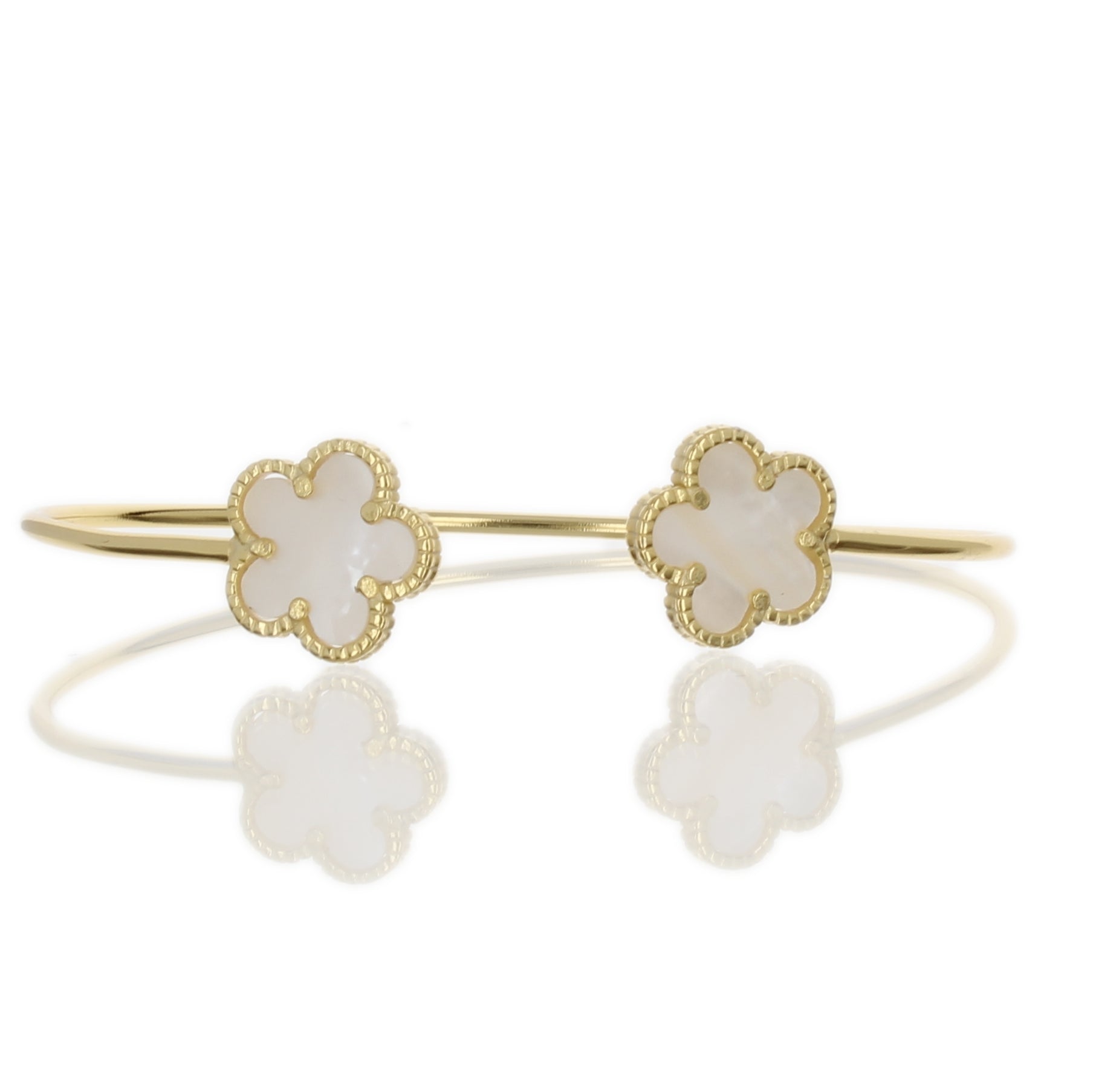 MOTHER OF PEARL DOUBLE FLOWER BANGLE