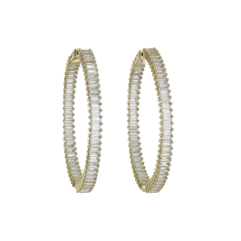 BAGUETTE CZ HOOP EARRINGS