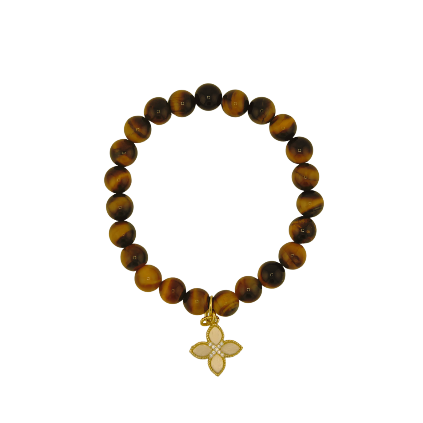 TIGER EYE BRACELET WITH CLOVER