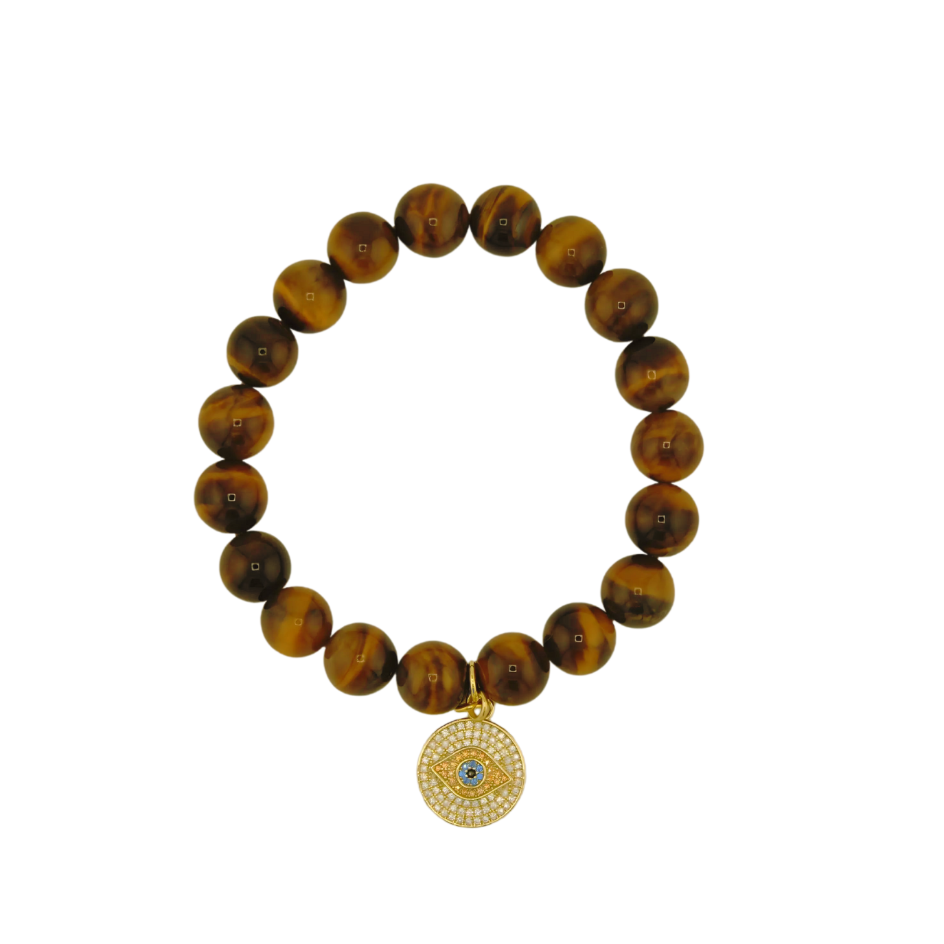 TIGER EYE BRACELET WITH EVIL EYE CHARM