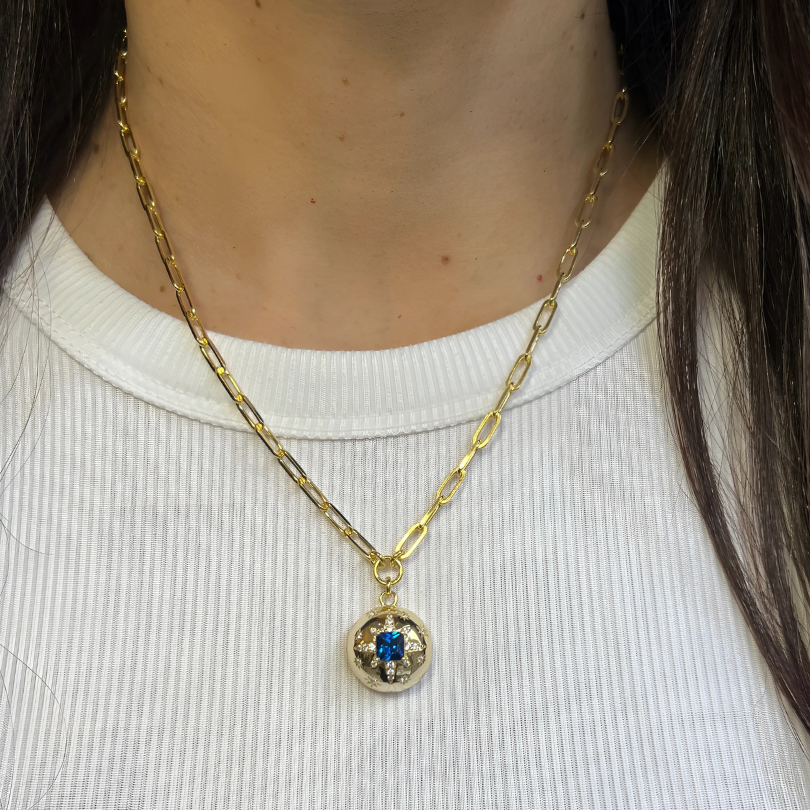 PAPERCLIP CHAIN + STAR DOME CHARM NECKLACE