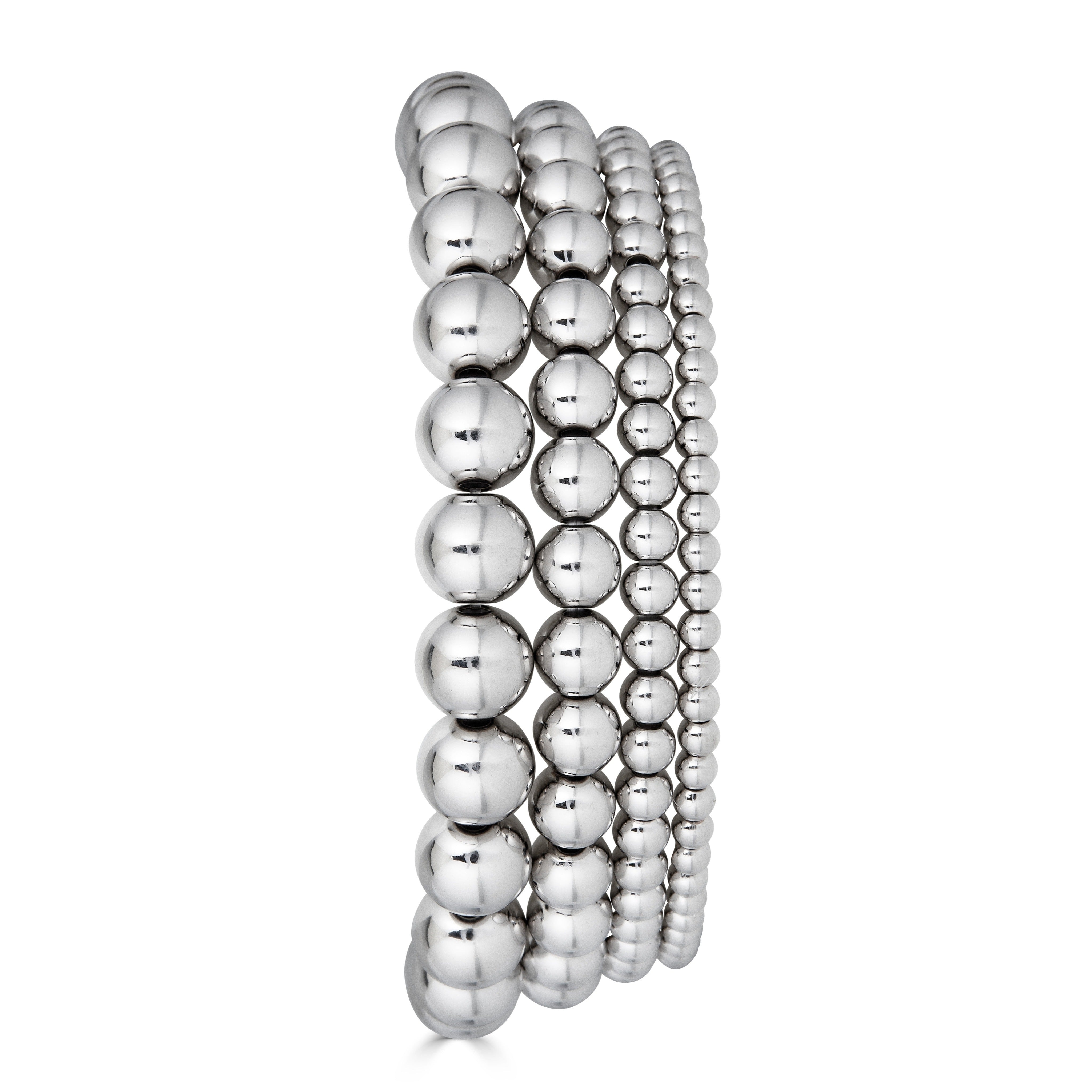 Silver Metallic Beaded Bracelet