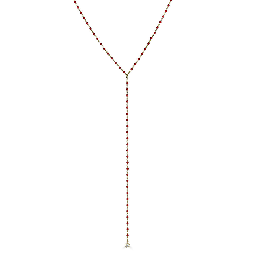 ENAMEL BEADS LARIAT NECKLACE