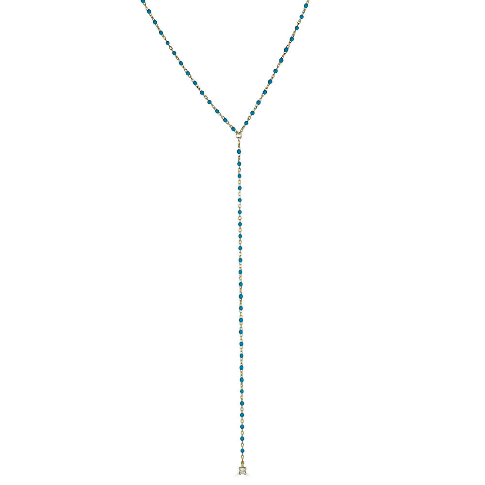 ENAMEL BEADS LARIAT NECKLACE