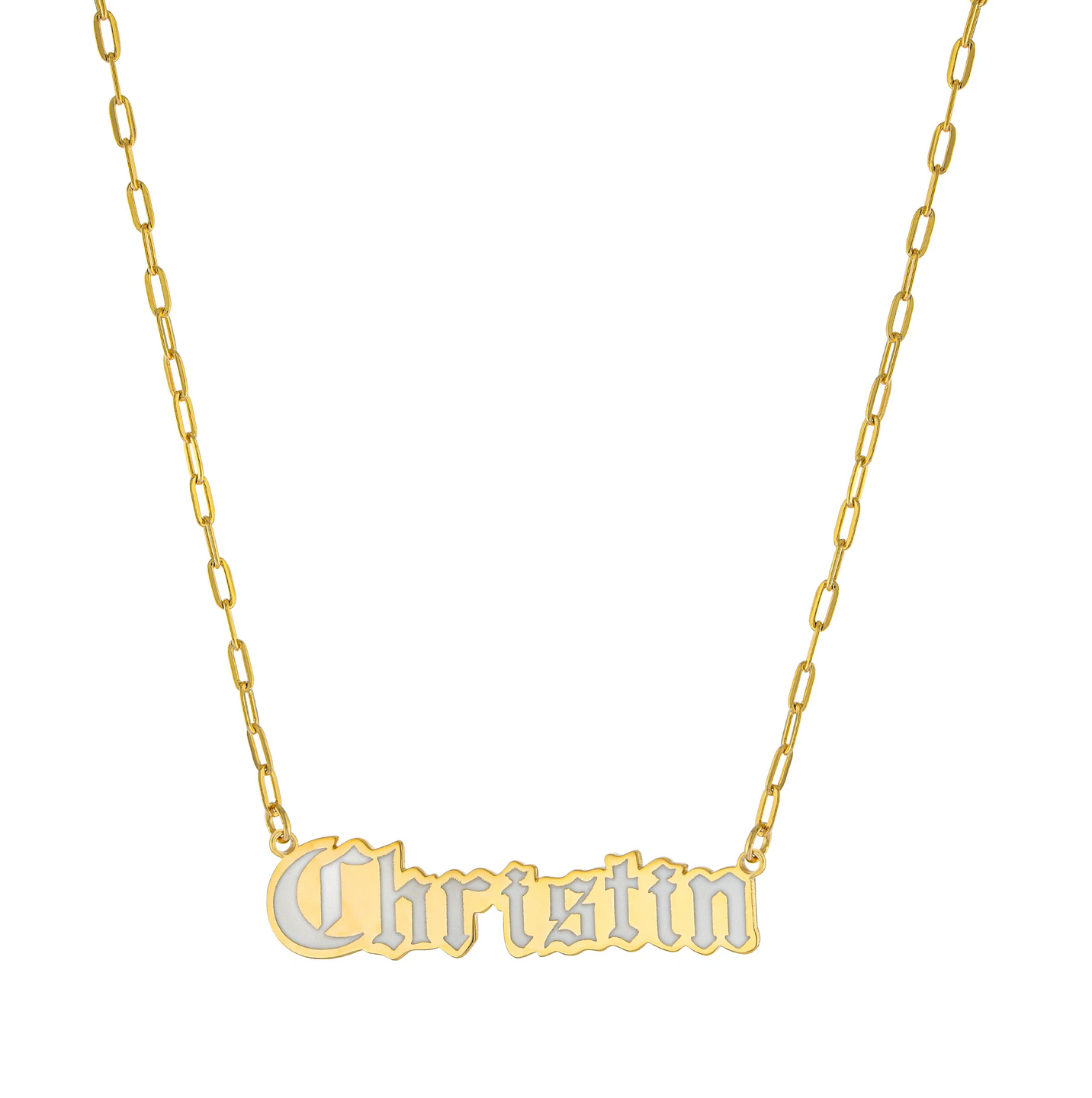 ENAMEL GOTHIC NAMEPLATE NECKLACE