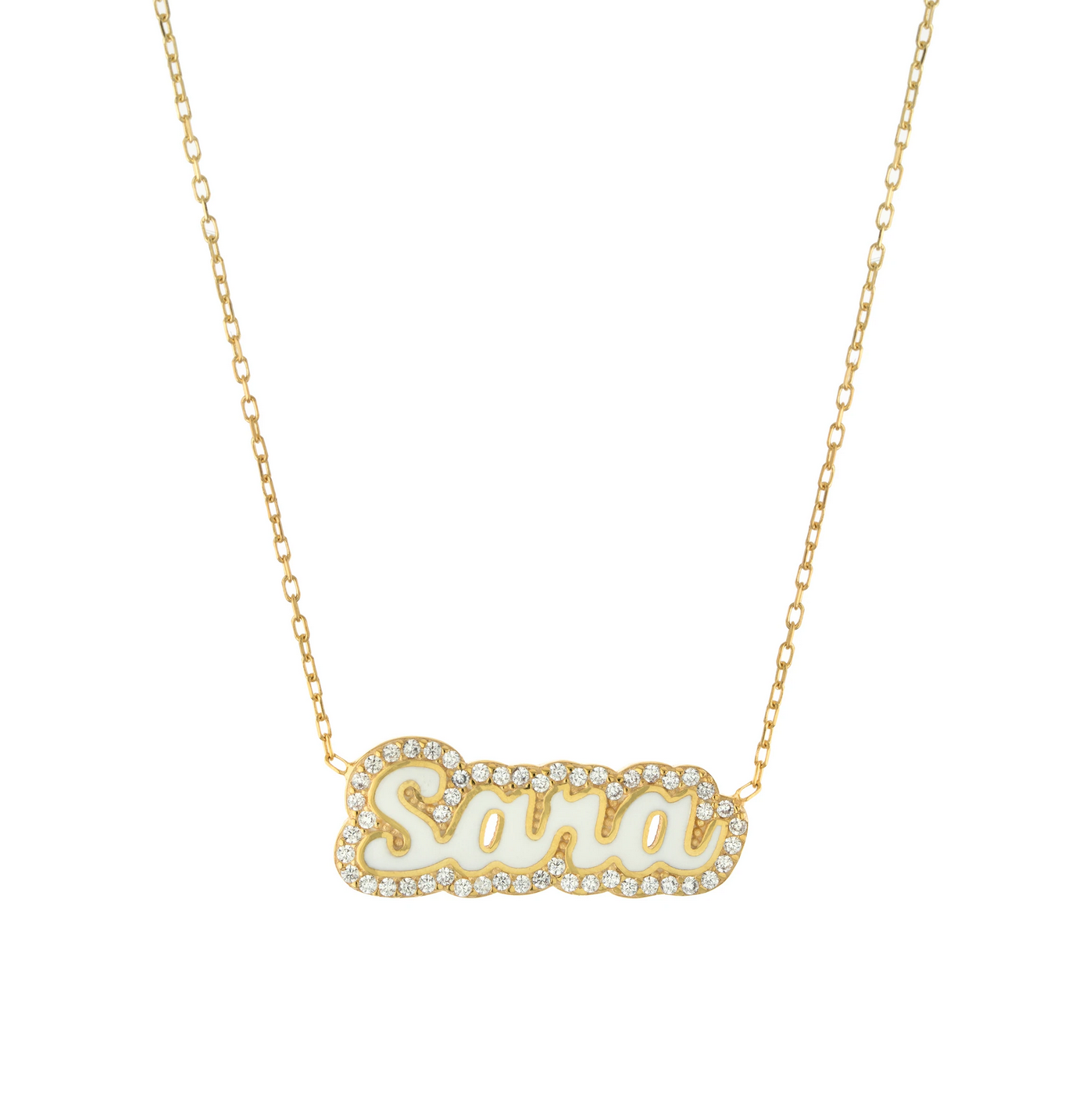 ENAMEL PAVE NAMEPLATE NECKLACE