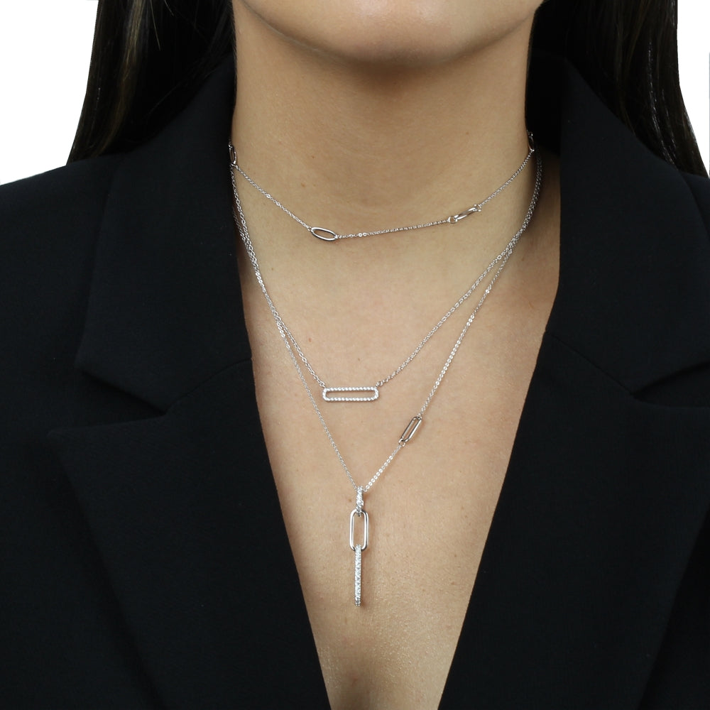 CZ LINKS DROP DAINTY NECKLACE