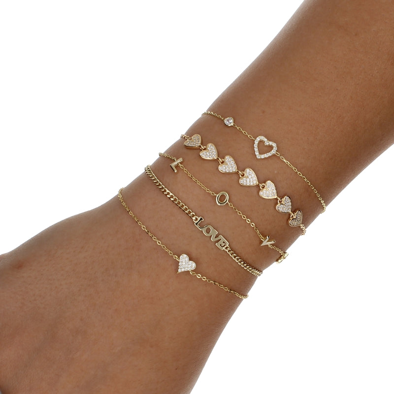 PAVE MULTI HEART BRACELET